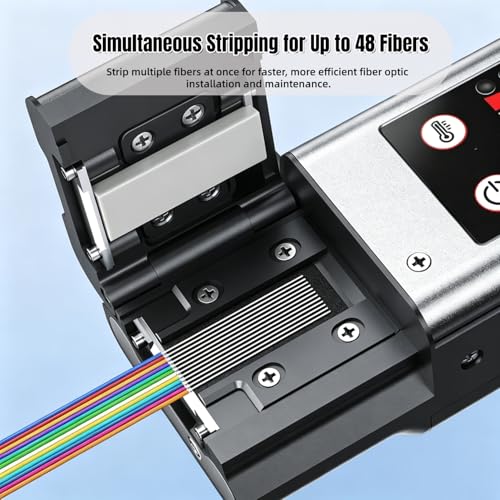 Fiber Optic Thermal Stripper, 1-48 Core Multi-Fiber Ribbon Stripping Tool with 8-Level Temp Control & Dual Heating Mode, Professional Fiber Coating Remover for Bare & Bundle Fiber.