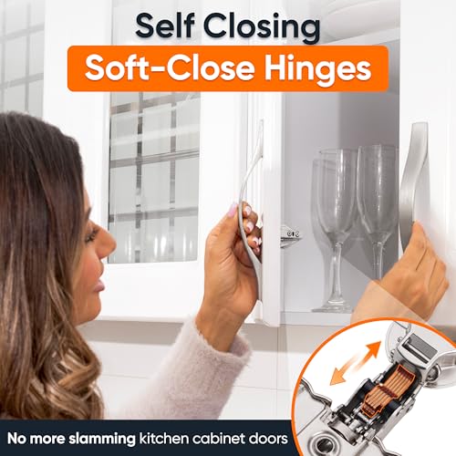 DecoBasics (2 PCS) Full Overlay Soft Close Cabinet Hinges for Kitchen Cabinets - 105° Face Frame Concealed Cabinet Door Hinge -3 Way Adjustability -Clip on Plate & Matching Screw 4 Easy Installation