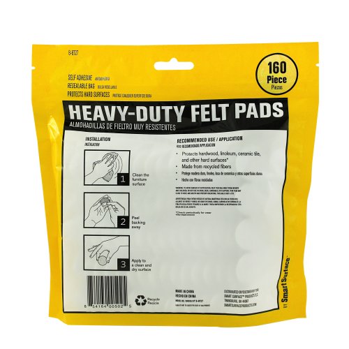 Smart Surface 8727 Heavy Duty Self Adhesive Furniture Felt Pads 1-Inch Round Oatmeal 160-Piece Value Pack in Resealable Bag - color: Beige