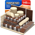 Ansible 145 PCS Felt Furniture Pads for Hardwood Floors - size: 145 PCS Brown & Beige