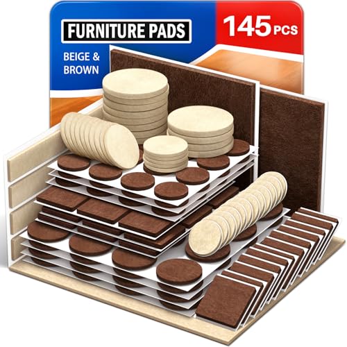Ansible 145 PCS Felt Furniture Pads for Hardwood Floors - size: 145 PCS Brown & Beige