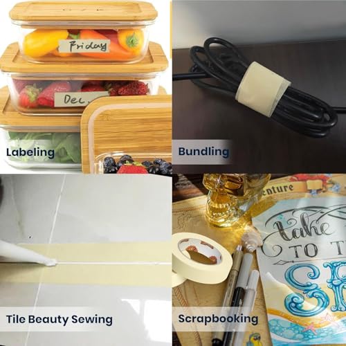 TAPEBEAR General Purpose Masking Tape Beige White 1" x 60Yards x 36Rolls - size: 1" x 60Yards x 36Rolls