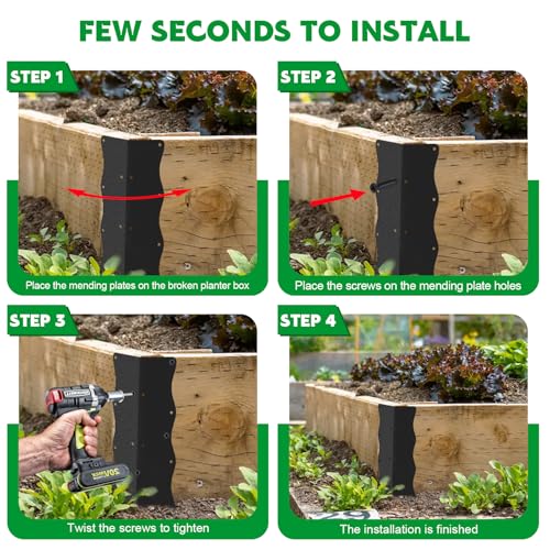 8 Pcs Metal Raised Garden Bed Corner Brackets L-Shape (11"x3"x3"), Black - color: Black