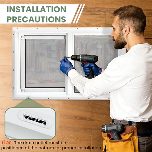 Vinyl Basement Window, Bathroom Sliding Window 32" x 22" White | Double Pane Insulated Tempered Glass and Fiberglass Screen for Basement, Bathroom, Shed - size: 32x22 IN