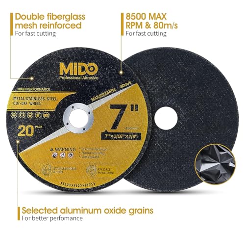 20 Pack Cut Off Wheels 7 Inch Cutting Wheel 7”x1/16”x7/8” Metal&Stainless Steel Cutting Disc Fit for Angle Grinder - style: 20PCS 7Inch Cut Off Wheels