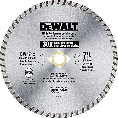 DEWALT Diamond Blade for Masonry, High Performance, 7-Inch (DW4712B) - size: 7-Inch