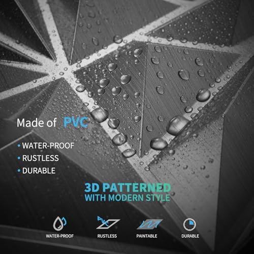 Art3d 33-Pack Modern Diamond Textured 3D Wall Panels, 12 x 12 in, Silver - color: ‎Silver, size: 12x12 Inch 33 pcs