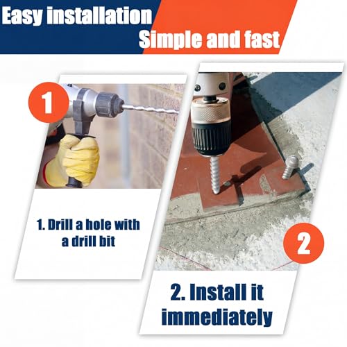 Tandefio 100 Pack 1/2 x 4 Concrete Anchors and Screw Kits Galvanized - size: 1/2" X 4"