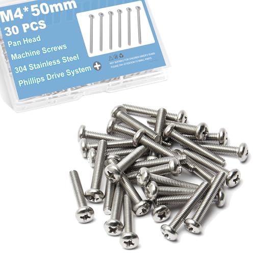 M4x50mm Machine Screws Pan Phillips Cross for Furniture Repairs 3D Printer - size: M4x50mm