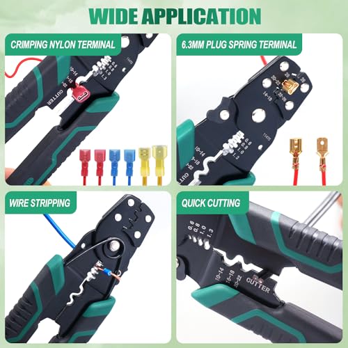 Twidec/Wire Crimper Tool With Stripper Cutter,Multifunctional Crimping Pliers Terminal Pliers For Insulated Electrical Connectors(22-10 AWG) N-060 - style: N-060 AWG26-10