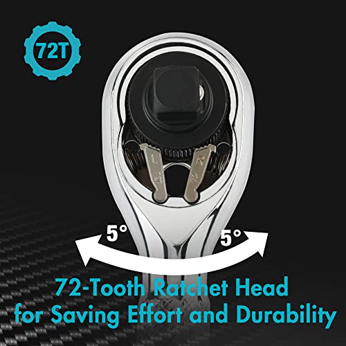DURATECH 1/4-Inch Stubby Ratchet Wrench, Socket&Bit Driver, 72-Tooth - style: 1/4" Dual Head Ratchet