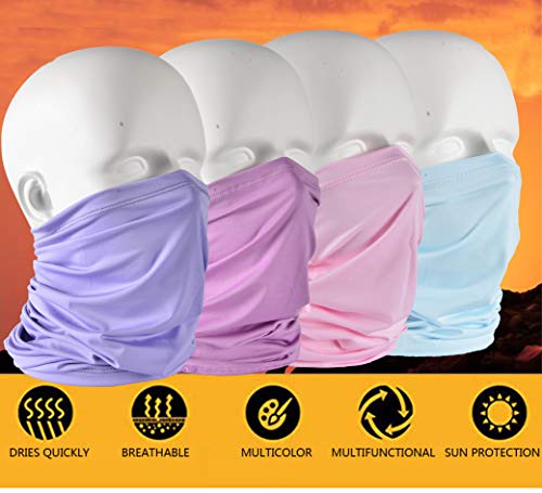4 PCS UV Protection Neck Gaiter Mask，Breathable Summer Cooling Face Cover - color: 4pcs Purple+rose+pink+light Blue