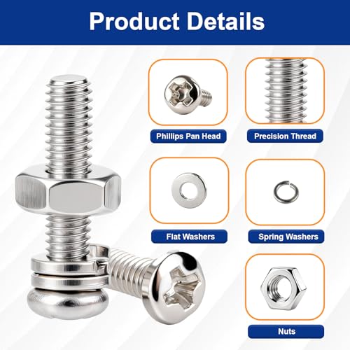1670Pcs 304 Stainless Steel Metric Micro Screws Nuts Assortment Kit, M1 M1.2 M1.4 M1.6 M2 M2.5 Sizes, Phillips Pan Head Small Machine Screws for Arduino, Electronics, RC Models, DIY Projects