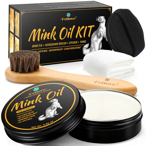 Feilove 4-in-1 Mink Oil Leather Conditioner and Cleaner 3.52 oz - Premium Waterproof Formula for Boots and Shoes - style: 4-in-1