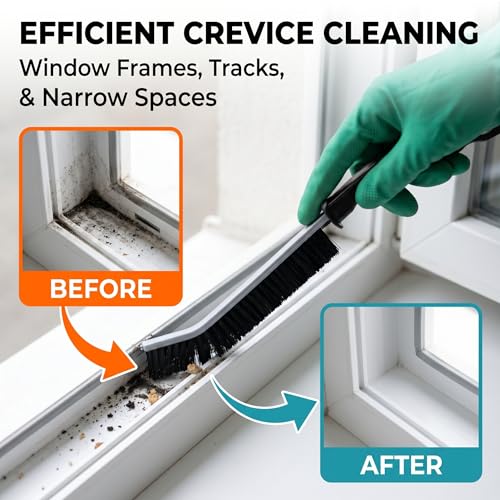 4 Pack Crevice Cleaning Brushes Hard Bristled Grout Brush Tool For Scrub Small Spaces Kitchen Toilet Bathroom Corner Sink Window Tracks Hinges Tile Multifunctional Gap Scrubbers Deep Clean Tools Black
