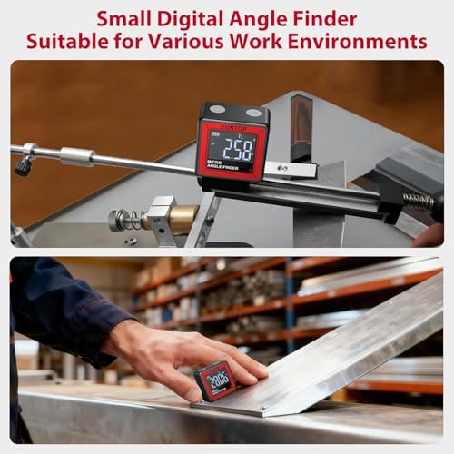 XUNTOP Small Digital Angle Finder with Bottom Strong Magnetic,4 * 90° Range | Angle Gauge with AV Display,Rechargeable Inclinometer Level Box for Woodworking,Table Saw,Knife Sharpening,Machinery Repair