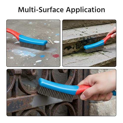 Wire Brushes for Rust Removal, Steel Wire Metal Brush for Cleaning Concrete
