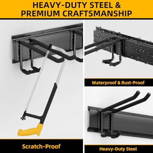 GRENPRO 49.5 Inch Garage Tool Organizer, 6 Double-layer Hooks, Holds 440lbs - size: 49.5 inch
