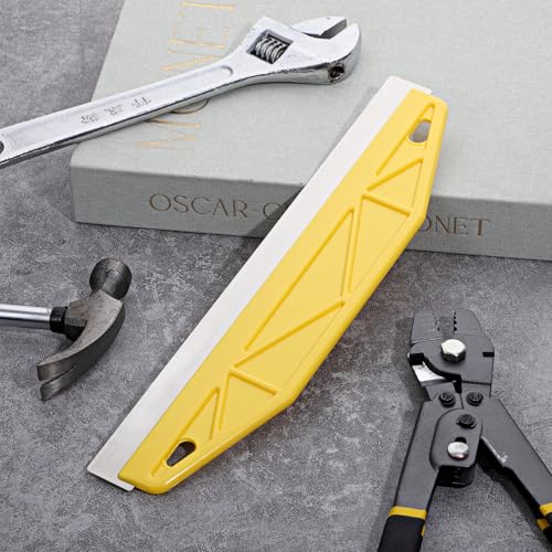 Edge Painting Tool, Paint Edger Tool 12 Inch Painter's Trim Guard Professional Paint Shield Stainless Steel Straight Edge Tools for Precision Painting Trimming (Yellow)