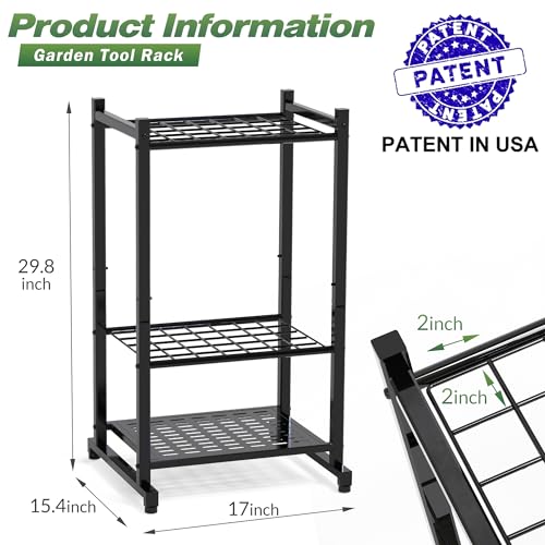 Garden Tool Organizer, Garage Tool Organizer & Garage Organization, Heavy Duty Steel Tool Storage Rack Holds 35 Rakes, Brooms Tools, Broom Holder and Mop Holder, Shed Organizer for Home Organization - style: Rack