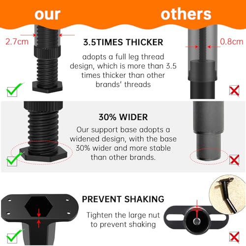 4 PCS (5.1"-8.3") Adjustable Bed Frame Support Legs, Frame Center Slats Heavy Support Leg,Durable Furniture Suport Legs for Frame/Sofa/Dresser/Table, Legs Furniture Replacement Parts - size: 4pcs (5.1"-8.3")