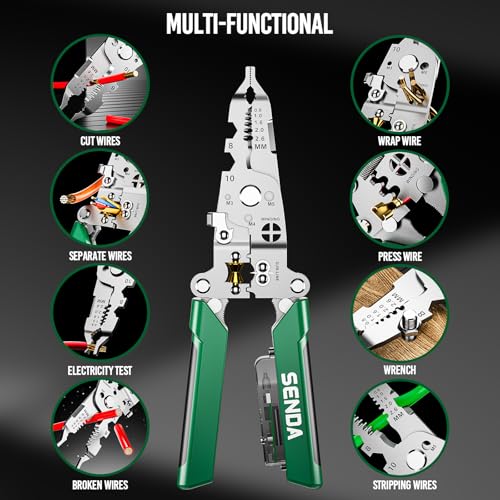18 in 1 Foldable Wire Stripper with Electricity Measurement Function & Dual Alarms Multifunctional Professional Electrician's Pliers Cable Stripping Pliers for Cutting, Stripping and Crimping Tool - size: Wire Stripper 8"