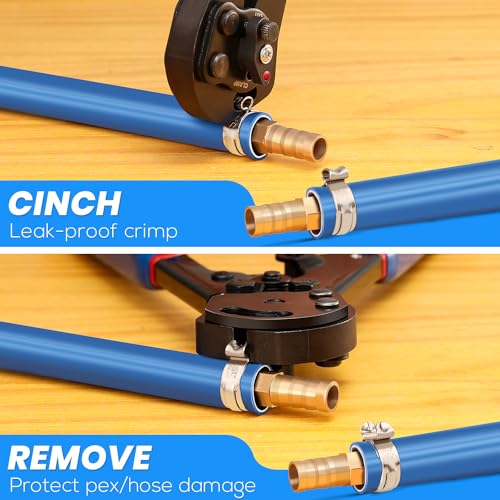OURU PEX Crimping Tool Kit, Cinch & Remove, 3/8" to 1",PEX Cutter & Clamps