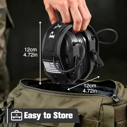 Electronic Shooting Ear Protection w/Gel Pads, 23dB NRR Active Noise Reduction & 3X Amplification Headset for Shooters - color: Black