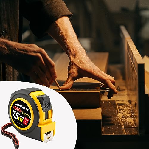 Tape Measure 25 ft, Steel Measuring Tape Retractable, 25-Foot Basics Self-Locking Measurement Tape, Self Lock Auto Tape Rule Imperial/Metric Measure for Body Measurements - color: 1 Pack, size: 7.6 m