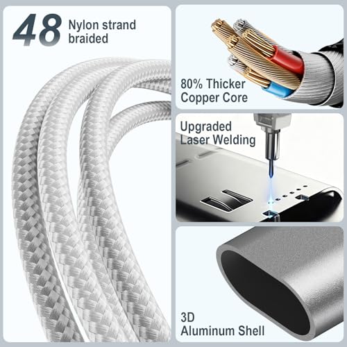 Travel Essentials,Multi Charging Cable for Apple Watch iPhone Charger White - color: White, size: 1pack-4ft
