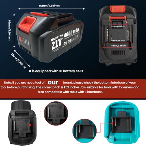Mini Chainsaw Battery, 21V 4000mAh Lithium Battery with Charger Adapter - size: 4000mAh