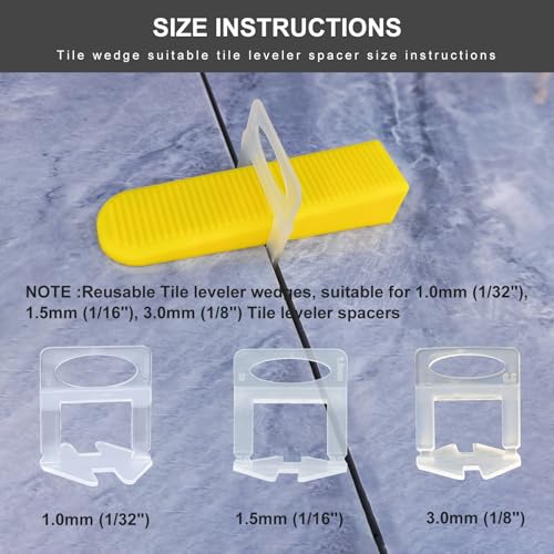 Tile Leveling Wedges 1260 pieces Reusable Tile Leveler System for 1/8" 1/12" 1/16" 1/32"tile Spacers, Tile Leveler clips Tools Wall Floor Tile Stone Installation - size: 1260 pieces tile wedges