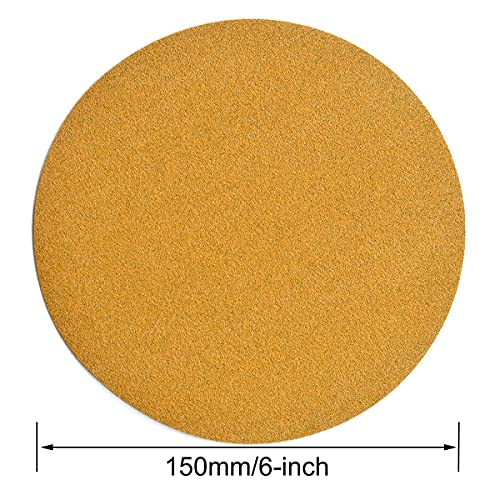 6-Inch No-Hole Hook and Loop Gold Sanding Discs 120-Grit, 100-Pack - size: 120 Grit