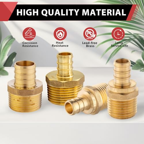 10-PACK EFIELD Pex Crimp Fitting,1/2"Male Adapter(PEX1807017-10) - size: P10, style: 1/2 x 1/2