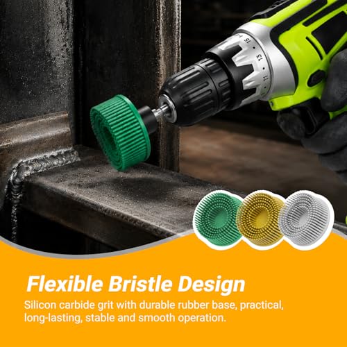 2 Inch Bristle Disc 6pack - 50 Grit with 1/4inch Shank Attachment Abrasive Coating Removal Brush Disc for Metal