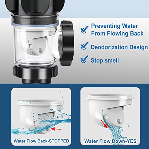 Bathroom-Sink-Drain-Kit: Flex-drain Kit with Flexible & Expandable P-trap Sink Drain Pipe, Snappy Trap with Built-in Anti-clogging Stopper, for 1-1/4'' & 1-1/2'' Drain Hole, RV Sink Drain