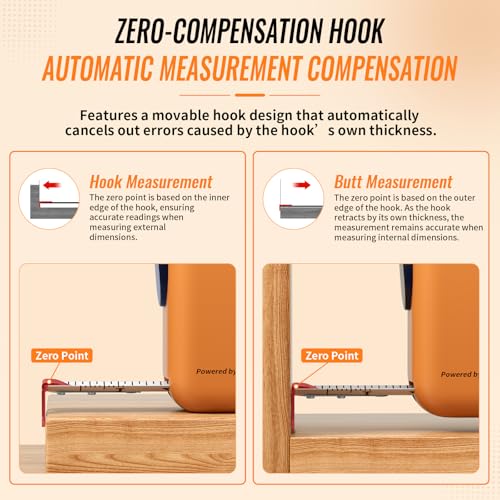 GRENPRO Self-Locking Tape Measure, 10ft/3m Dual Scale, Stiff Blade Orange - color: Orange