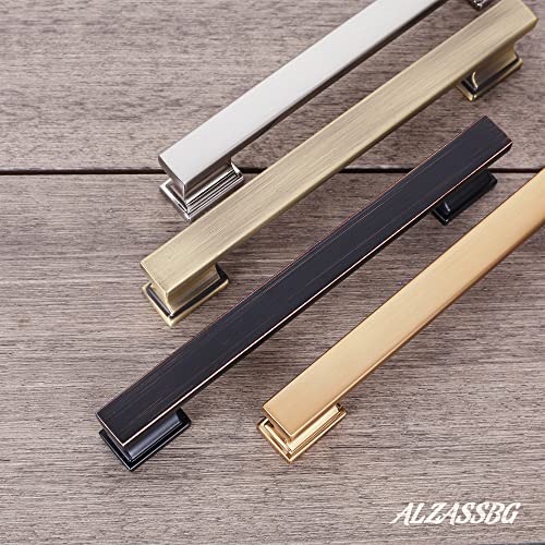Alzassbg Brushed Antique Brass Cabinet Pulls and Handles 10 Pack, AL3061AB - color: Brushed Antique Brass, size: 3-3/4" Hole Center