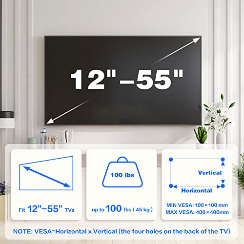 KAMIWI No Drill TV Wall Mount, Studless Drywall TV Mount for 12-55 inch TVs - size: For 12-55 Inch TVs