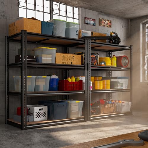REIBII 40" W Garage Shelving with Rolled-Edge Columns for Basement Pantry - size: 40"W x 19.7''D x 60''H