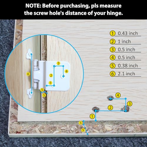 30 Pack (15 Pairs) 3/8 Inch Inset Self Closing Cabinet Hinges White - color: White, size: 30 Pack (15 Pairs)