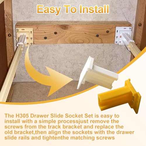 H305 Drawer Slide Socket Set,1" C Shaped Slide Channel Replacement Cabinet Hardware Support for RV Camper Drawer Rails