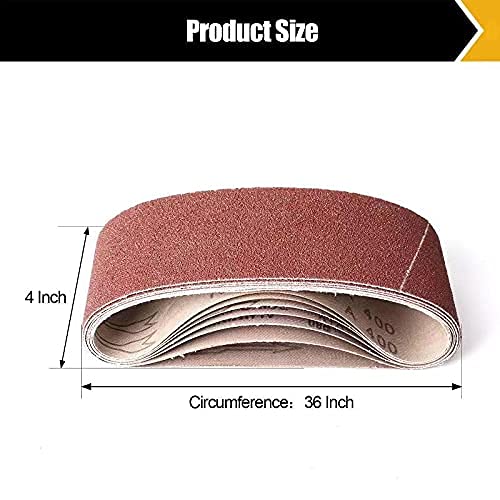 BOSHCRAFT 14 Pcs 4"x36" Sanding Belts, 40/60/80/120/180/240/400 Grit (2 Pcs Each) Aluminum Oxide for Belt Sander, Wood & Metal Polishing - color: 4×36 Inch - 14 Pack