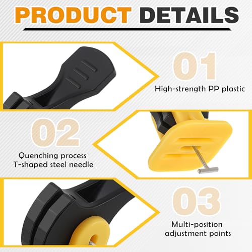Nuanchu Tile Leveling System Kit 200 Reusable Tile Spacers + 200 1/16'' Replaceable Spare Steel T-pin, Leveling Clips Fit 8-12mm Floor Compounds Set for Wall & Floor (Yellow) - color: Yellow