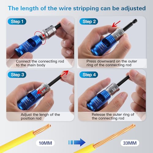 Wire Stripper for Drill, 6-14 AWG Wire Twister Kit with Case | Fits 1/4 in drills, strips 6/8/10/12/14 AWG solid wire, includes twister tools and storage case for wiring jobs