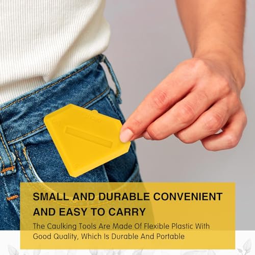 Outus 2 Pieces Caulking Tool Set Silicone Sealant Grout Tool for Kitchen Bathroom Floor Sealant Sealing(Yellow) - color: Yellow