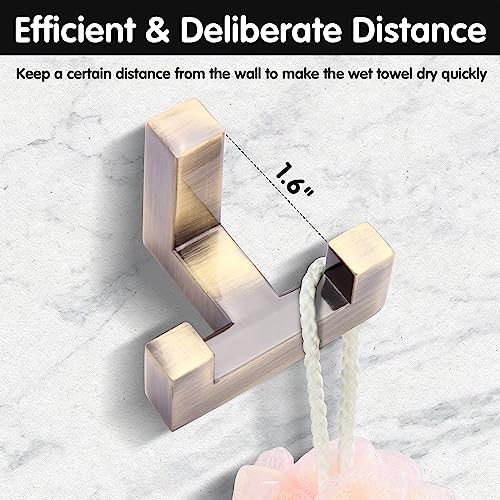 5 Pack Heavy Duty Coat Hook Wall Mount with Screw Retro Double Coat Hook Utility Hook for Coats, Scarves, Bags, Towels, Keys, Hats, Mugs (Bronze) - color: Brown