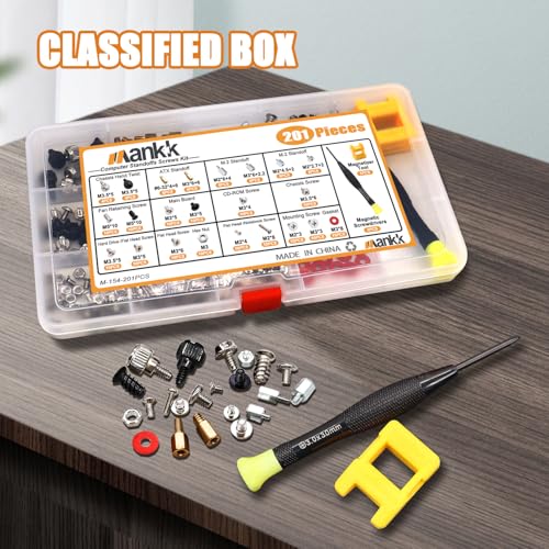 mankk 23 Sizes M.2 Computer Screws Motherboard Standoffs Laptop Screws for Motherboard,HDD Hard Drive,SSD,PC Case,PC Fan,ATX Case,CD-ROM - color: Multi-201PCS