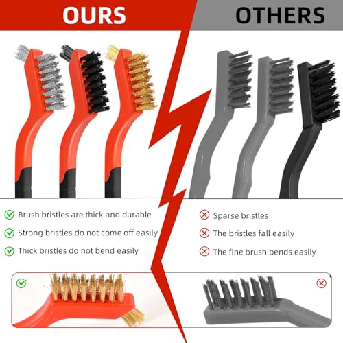 3PCS Wire Brushes for Cleaning Rust, Nylon, Brass & StainlessSteel Bristles - style: 3pcs