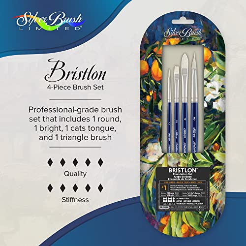 Silver Brush Limited Bristlon Fine Detail Oil Paintbrush Set, 4pc - color: Foundation Set, size: 4 count